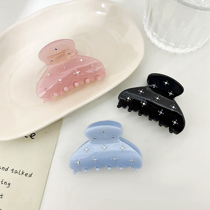 Solid Color Rhinestone Acetate Hair Claw