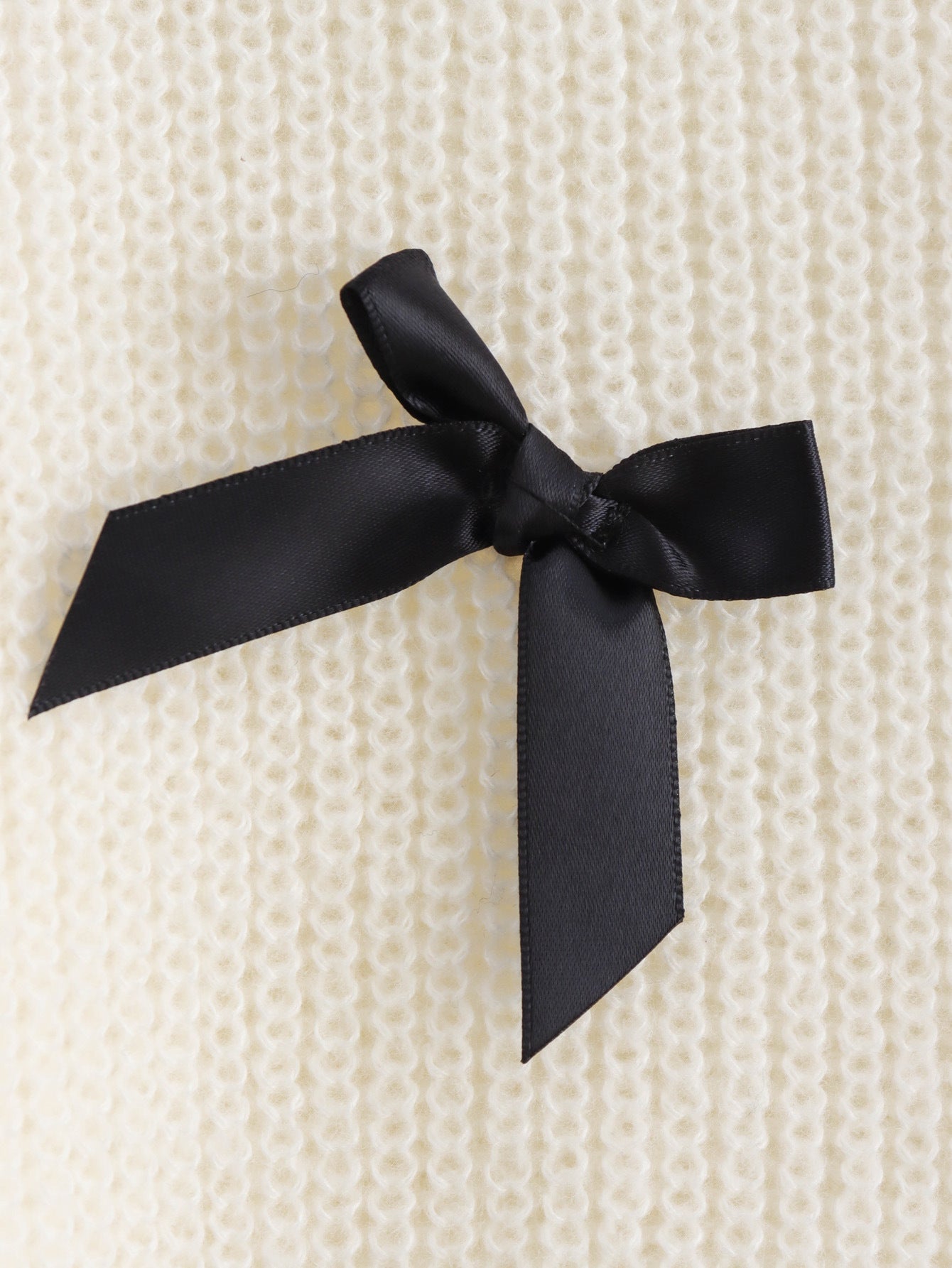 Elegant Crew Neck Bow Decor Sweater Top
