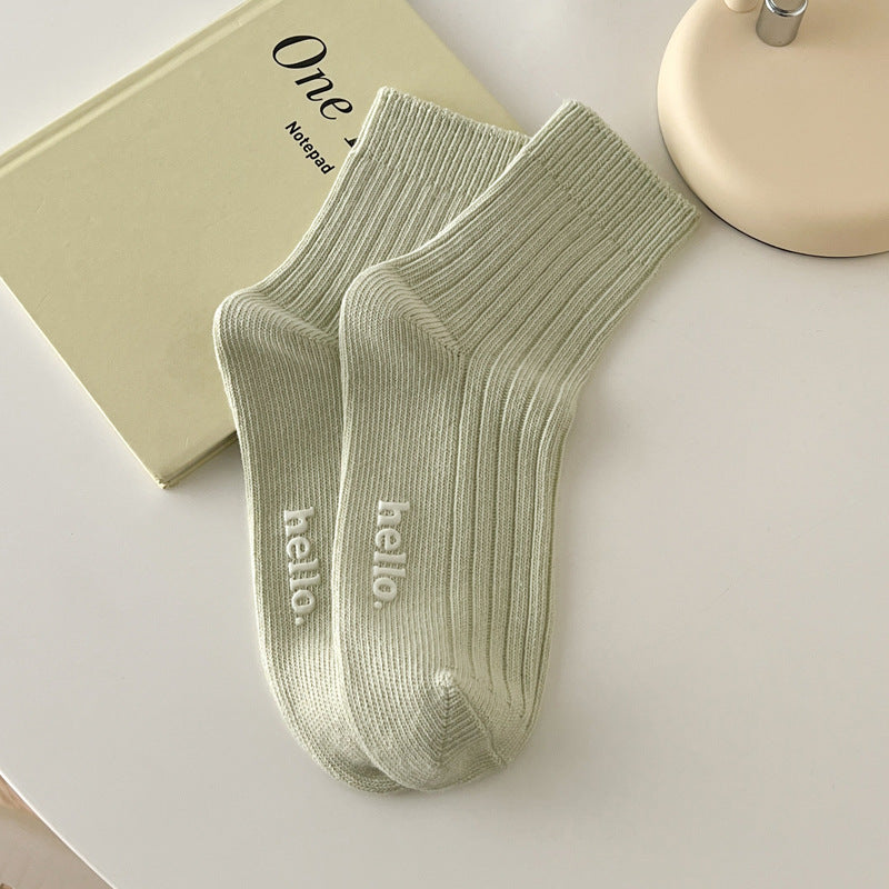 Candy Color Simple Letter Soft Socks