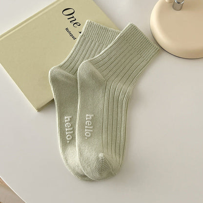 Candy Color Simple Letter Soft Socks