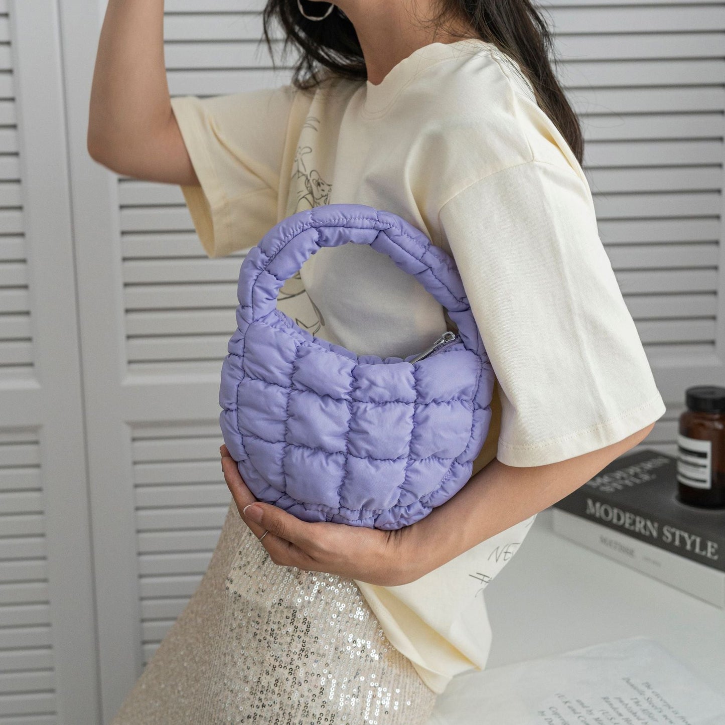 Solid Color Cloud Bag Cute Mini Handbag