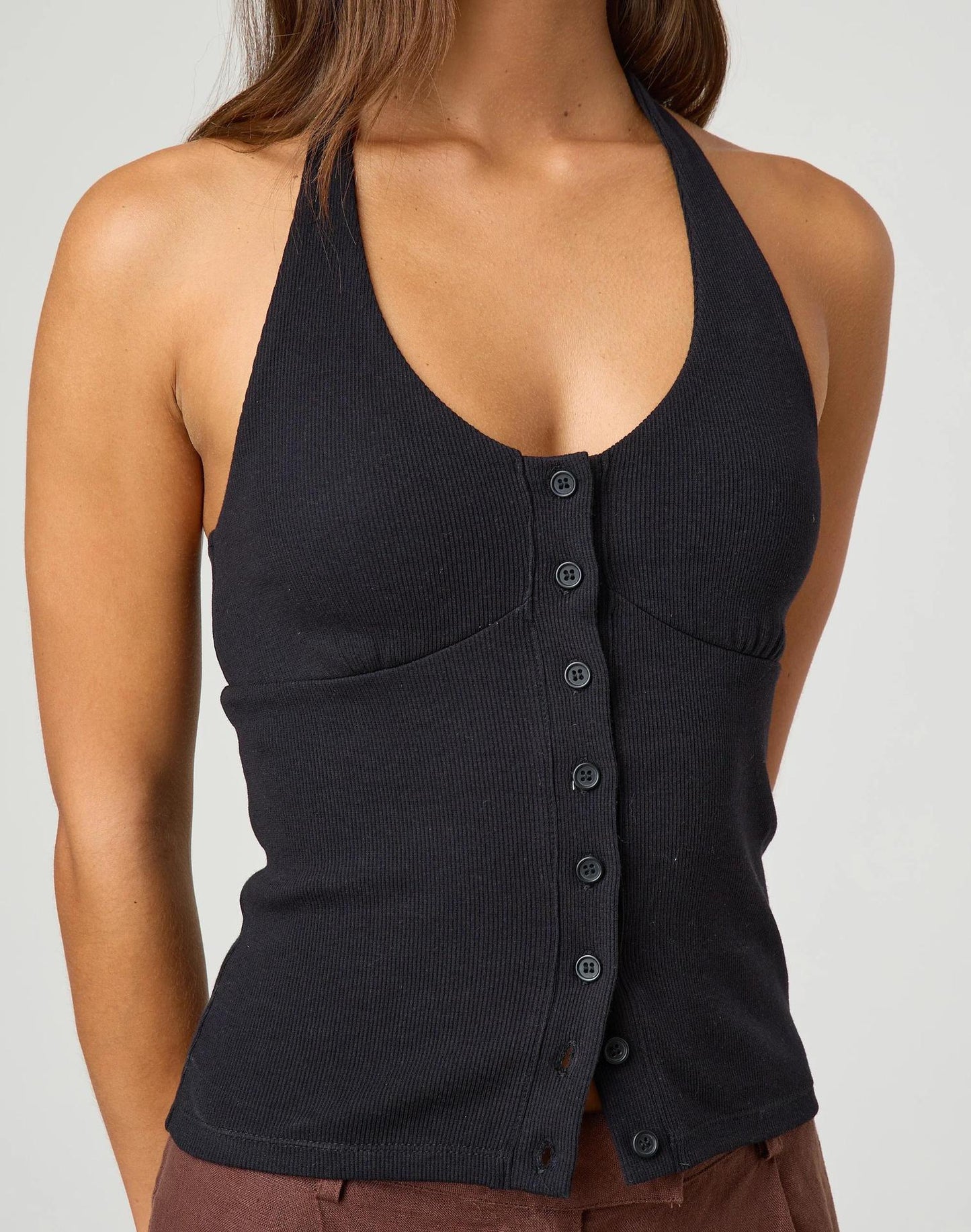 Sexy Backless Round Neck Sleeveless Knit Vest