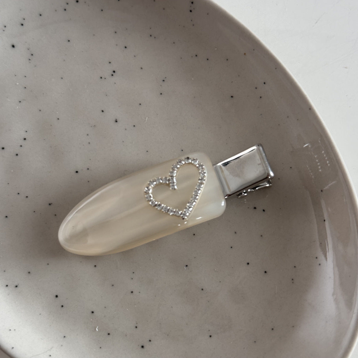 Cute Rhinestone Heart Acetate Hair Clip