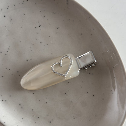 Cute Rhinestone Heart Acetate Hair Clip