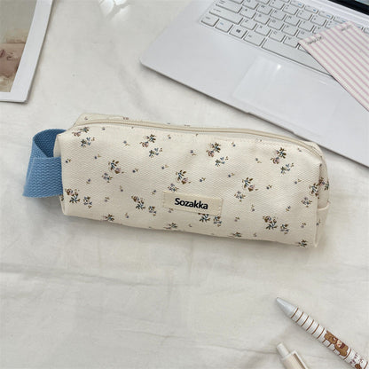 Simple Flower Print Makeup Pencil Pouch