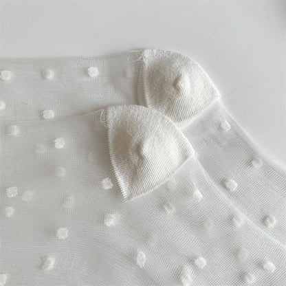 Bow Polka Dot Mesh Thin Socks