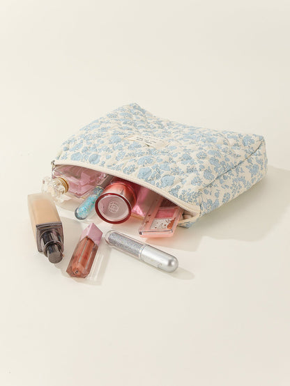 Midi Floral Print Quilted Make Up Bag