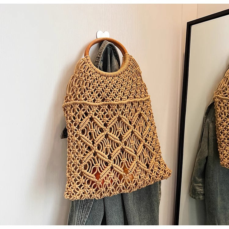 Handmade Woven Hollow Out Beach Handbag