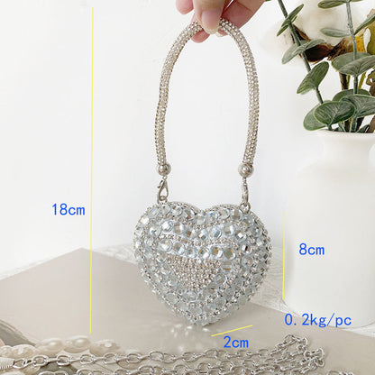 Love Shaped Mini Rhinestone Chain Party Handbag