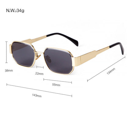 Retro Geometric Metal Frame Sunglasses