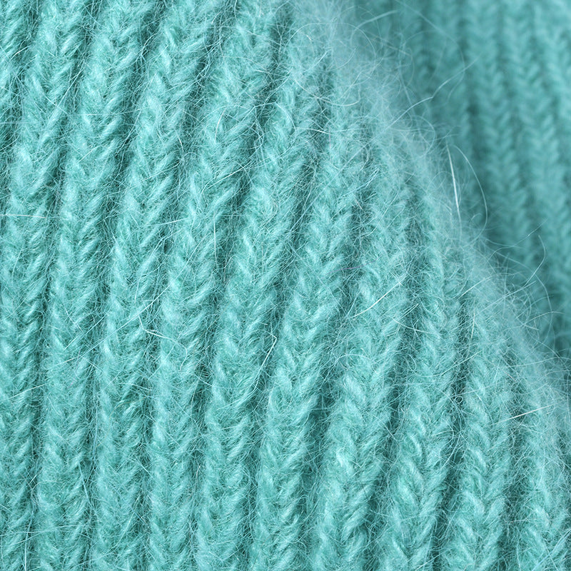 Solid Color Knit Hat High Flap Beanie