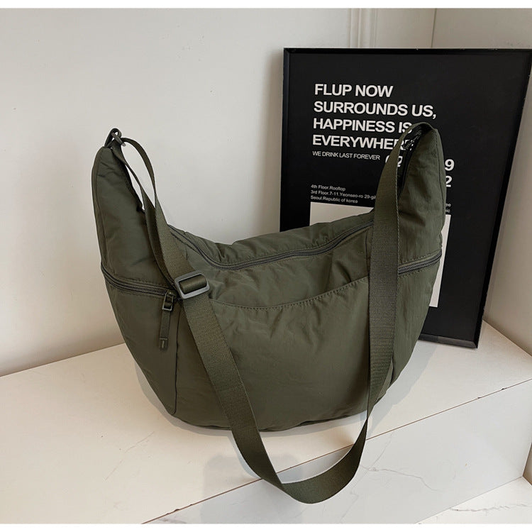 Casual Solid Color Nylon Shoulder Bag