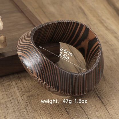Vintage Irregular Stripe Wooden Bracelets