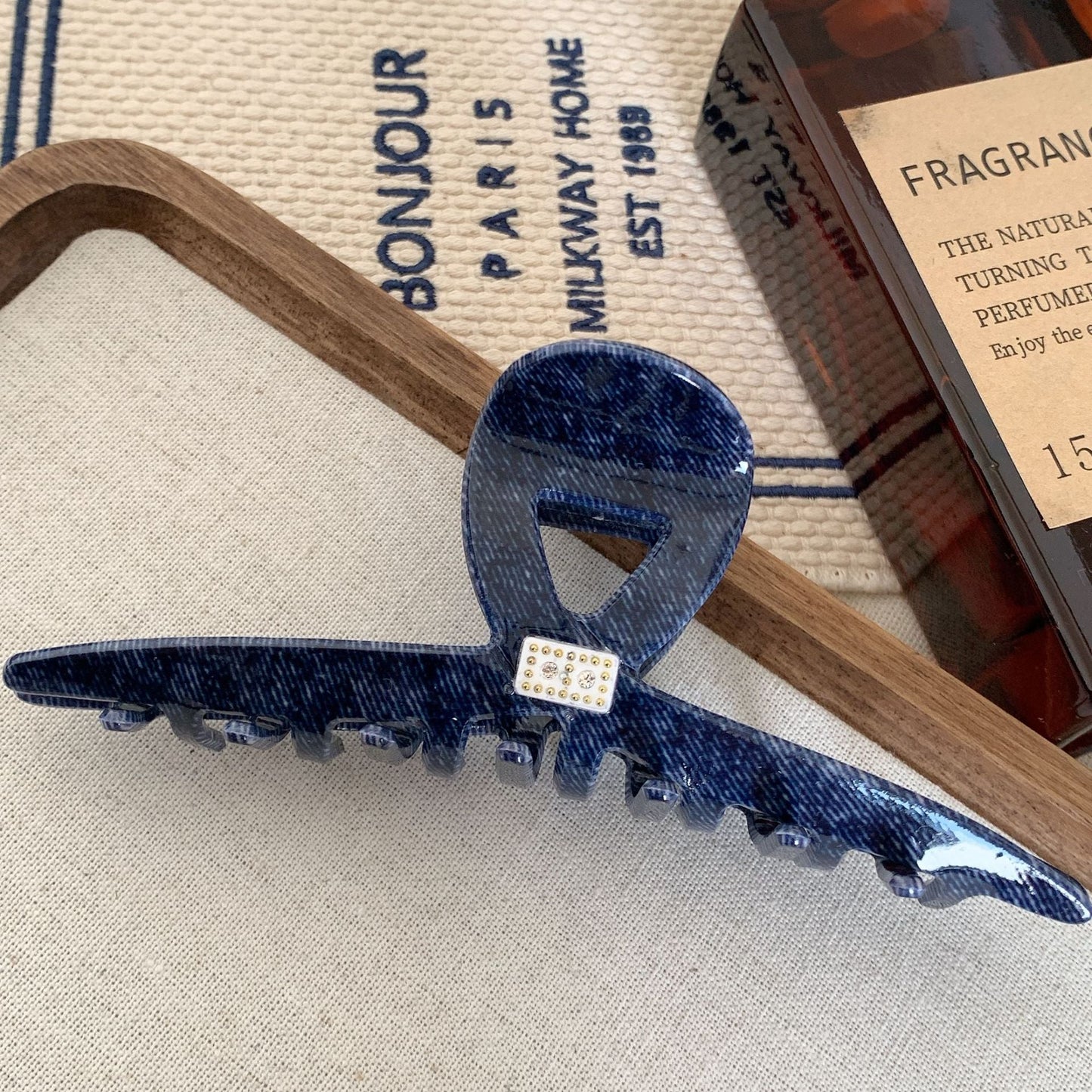 Simple Blue Geometric Acetate Hair Claw