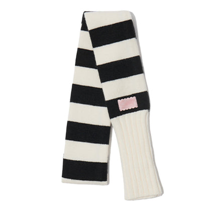 Knit Striped Color Block Cozy Winter Scarf