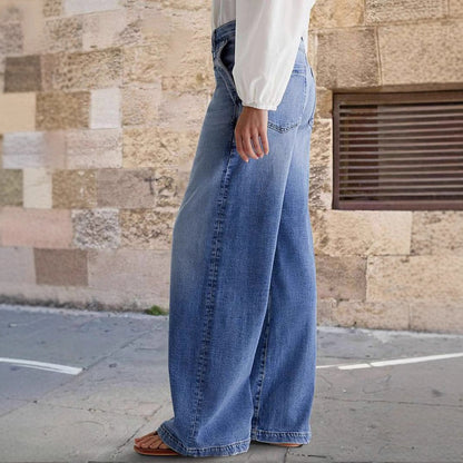 Vintage Washed Straight Leg Simple Jeans