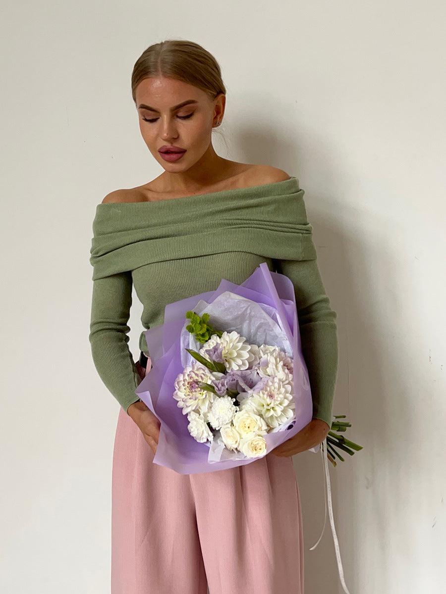 Off Shoulder Sexy Solid Color Knit Top