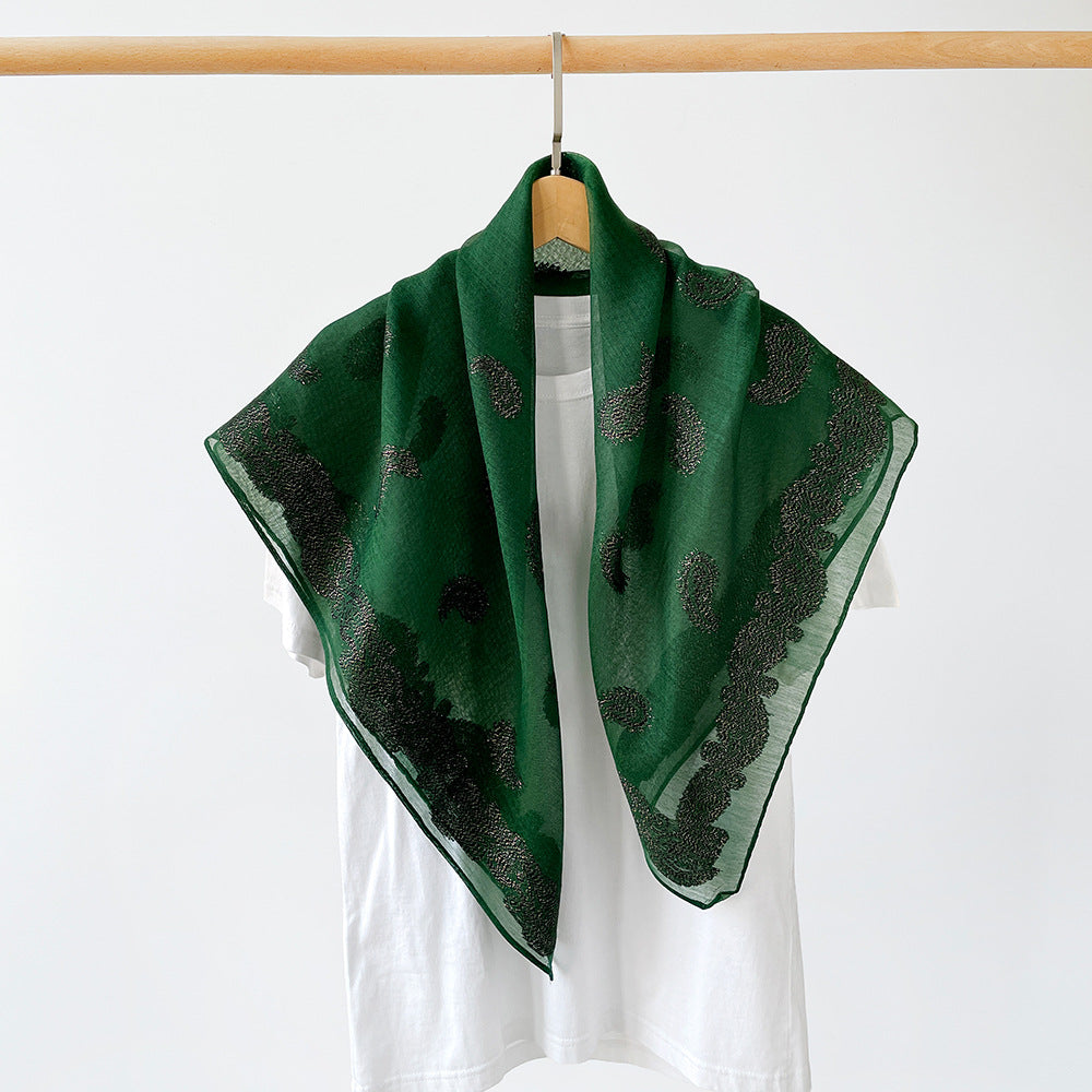 Vintage Burnout Paisley Square Satin Scarf