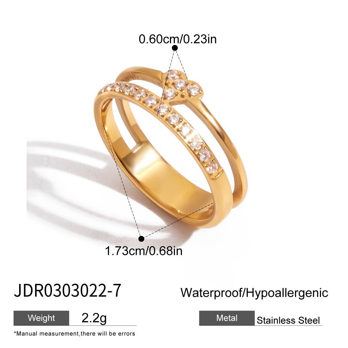 Luxury Gold Plated Geometric Zircon Ring