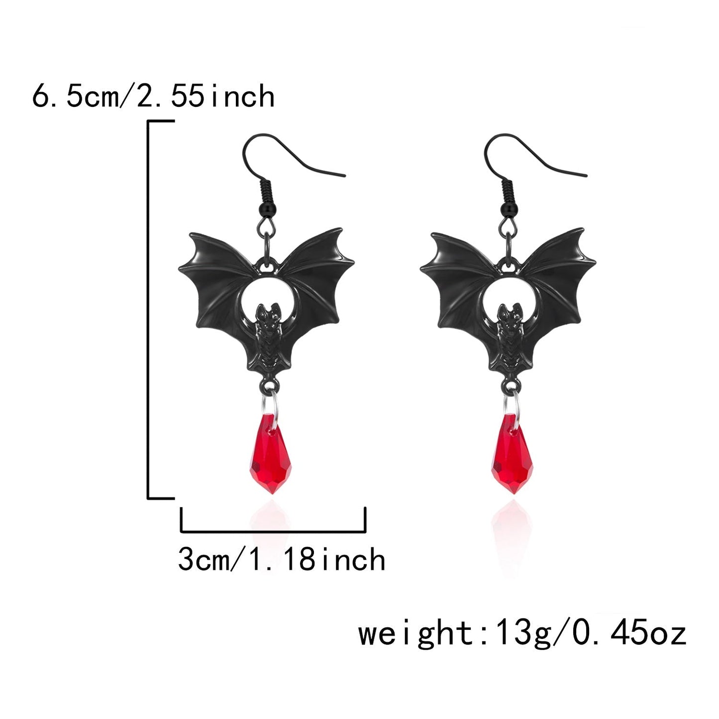 Vintage Gothic Bat Halloween Dangle Earrings