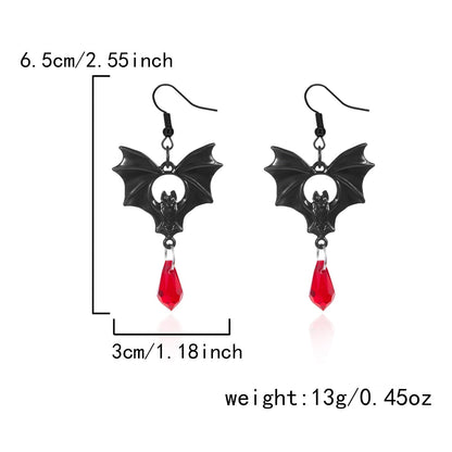 Vintage Gothic Bat Halloween Dangle Earrings