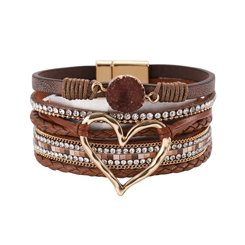 Rhinestone Bohemian Layered Love Bracelet