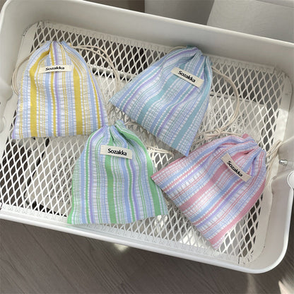 Striped Drawstring Coin Purses Wallets