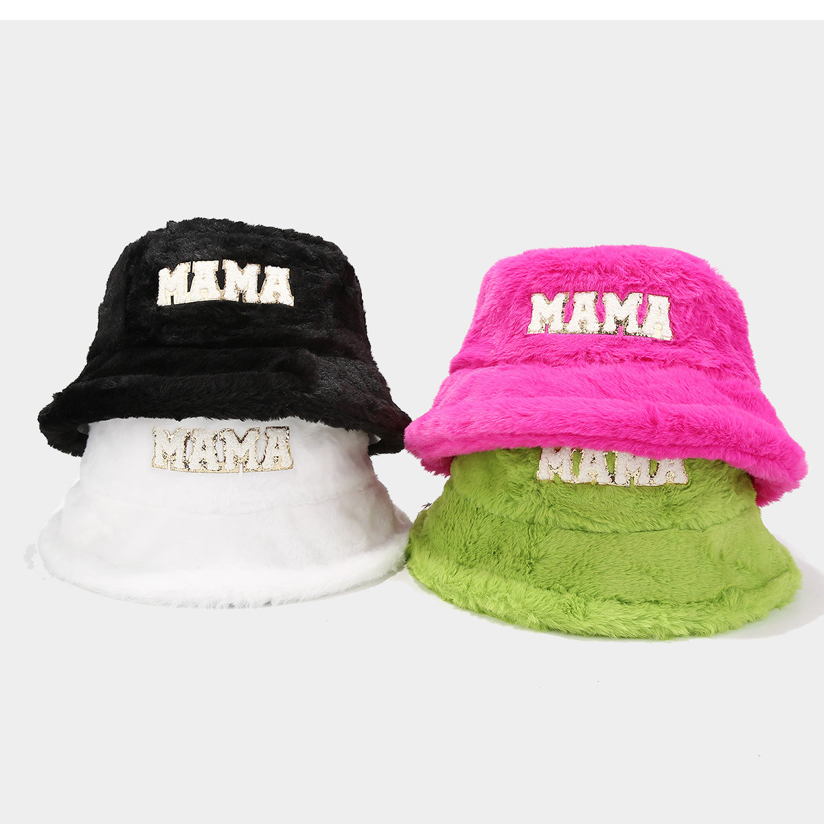 Soft Fuzzy Embroidered Winter Bucket Hat