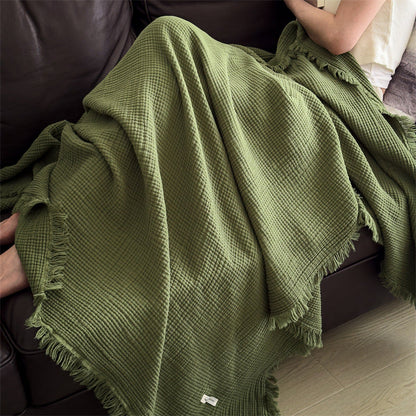 Cozy Solid Color Knit Woven Gauze Blanket