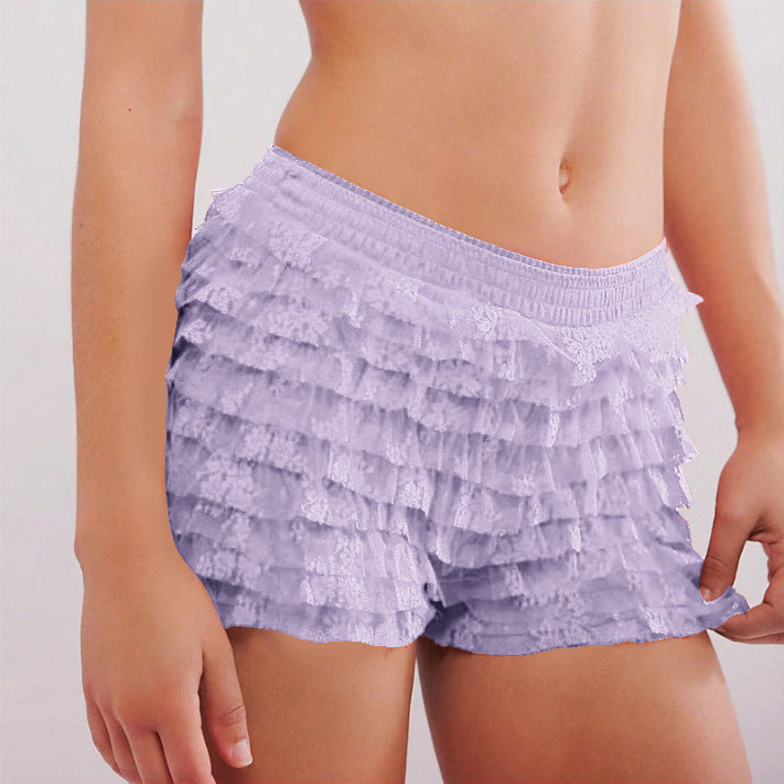 Ruffle Solid Color Low Waist Shorts