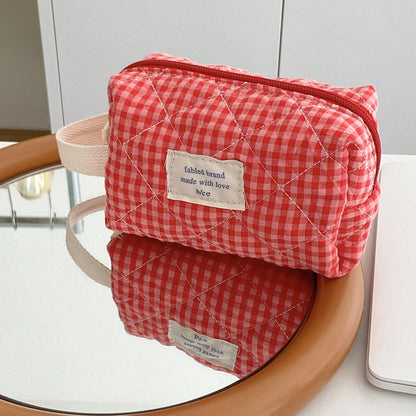 Plaid Simple Color Block Make Up Bag