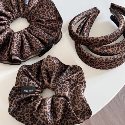 Oversized Double-Layer Leopard Print Hair Tie