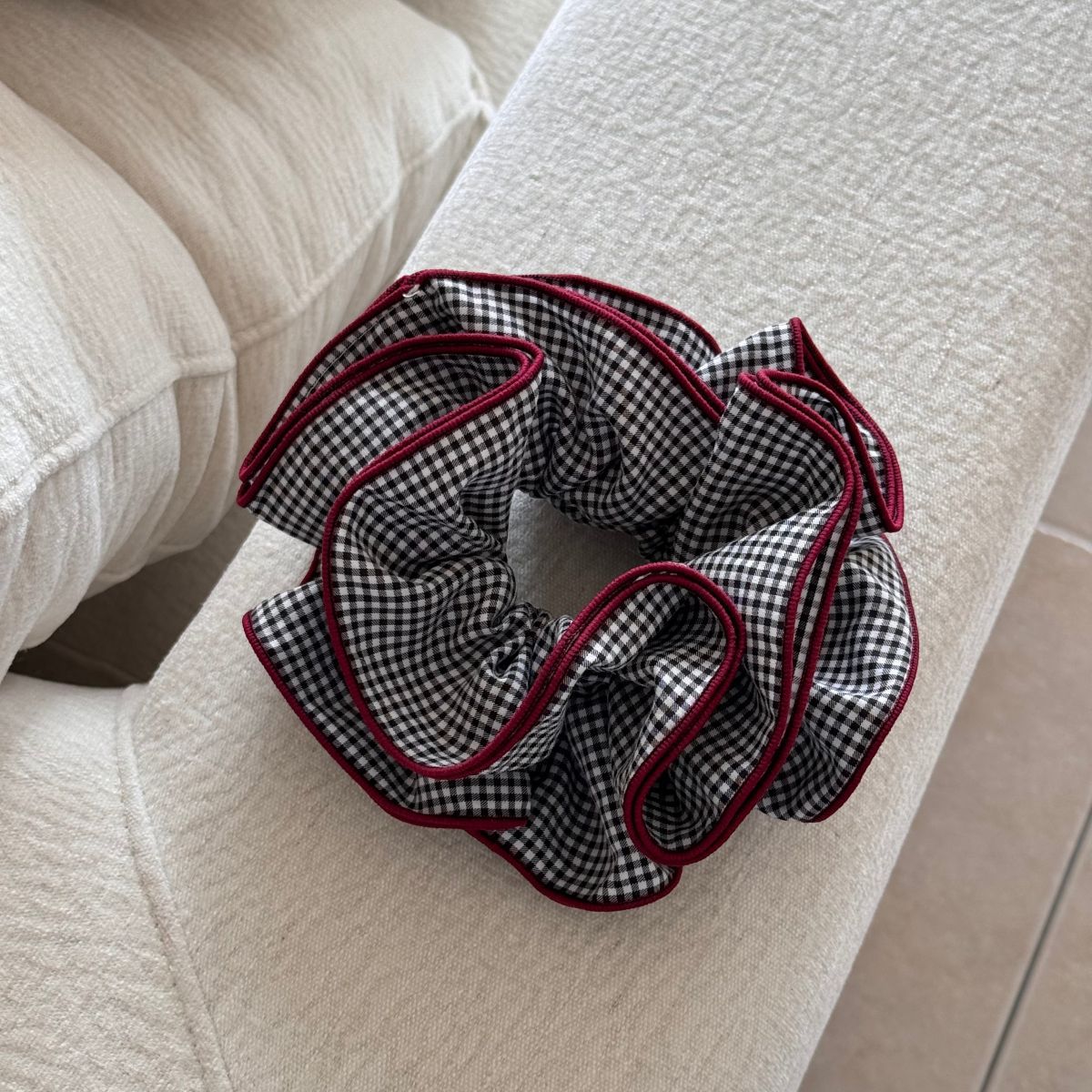 Polka Dot Gingham Ruffled Hair Scrunchies