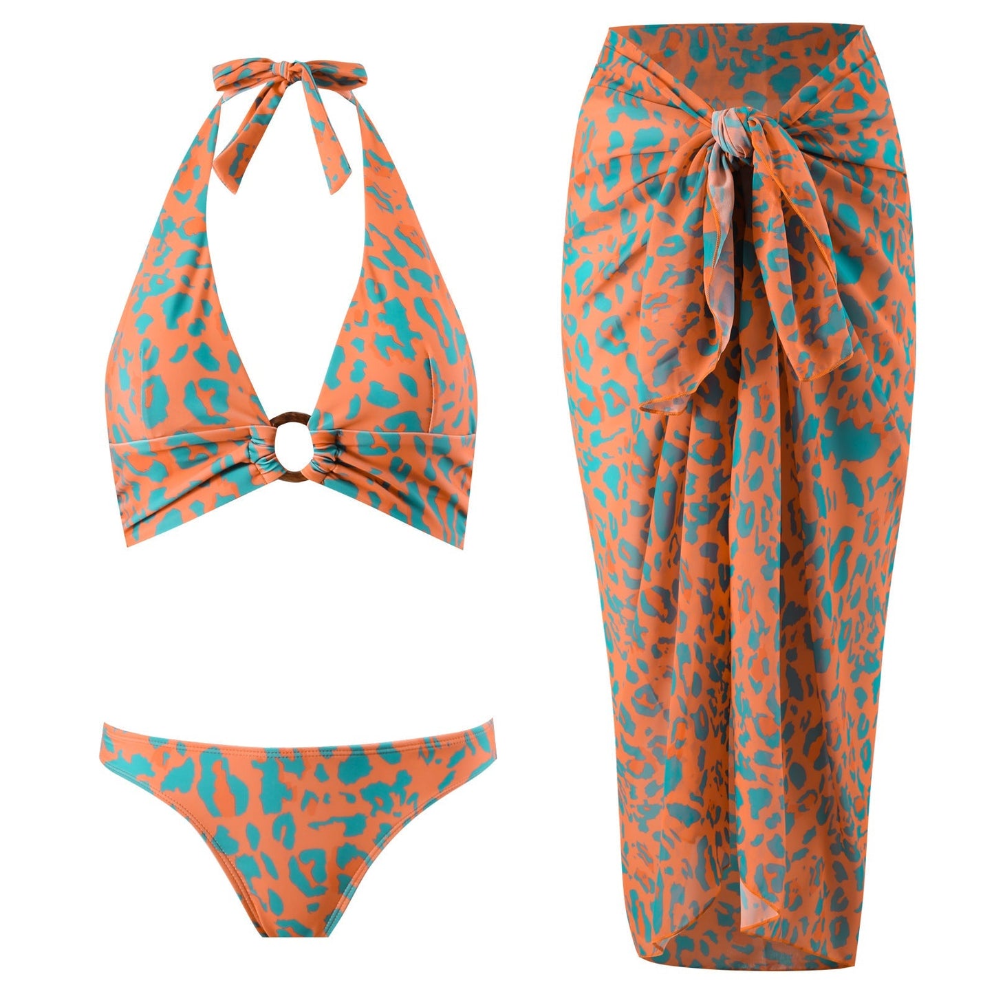 Leopard String Bikini Swimwear Mesh Cover