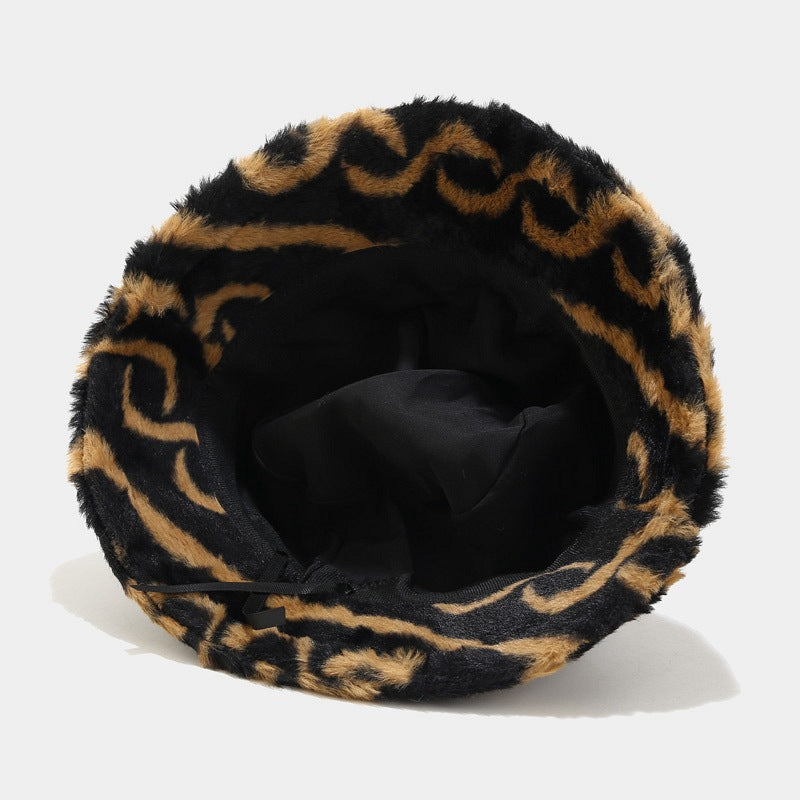 Striped Warm Plush Casual Bucket Hats