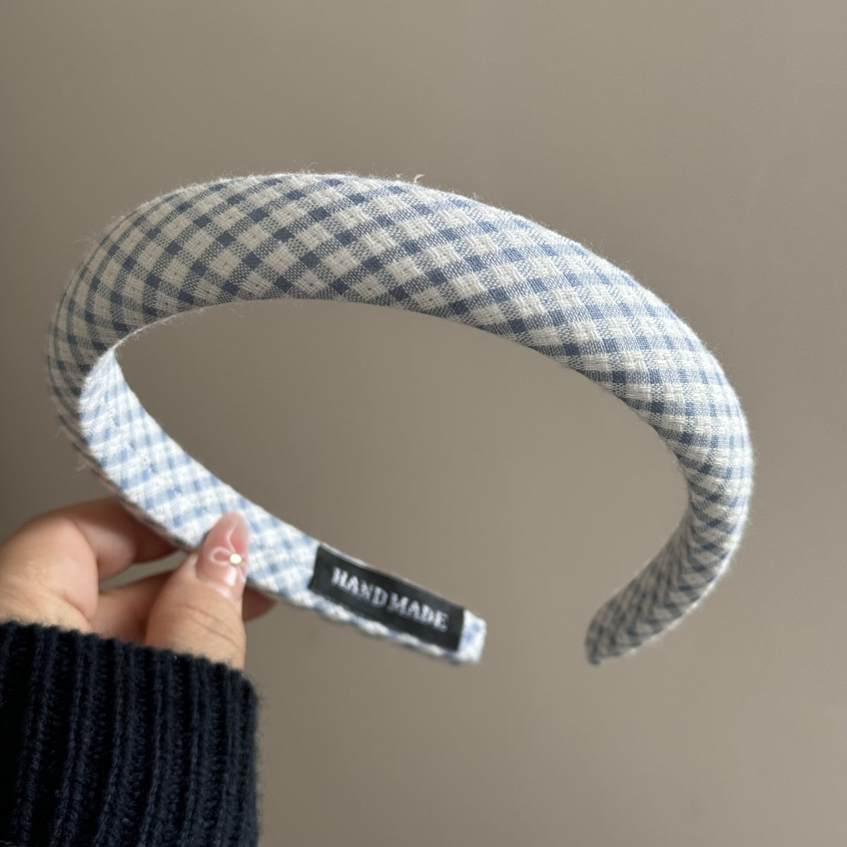 Blue Plaid Cute Wide Padded Headbands