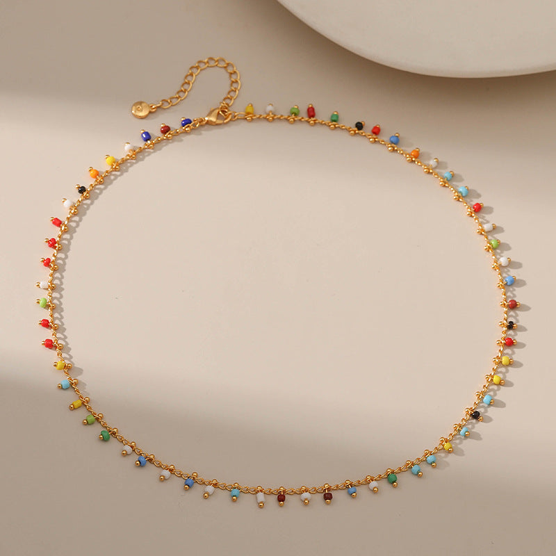 Colourful Vintage Rice Beads Necklace