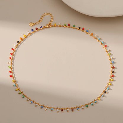 Colourful Vintage Rice Beads Necklace