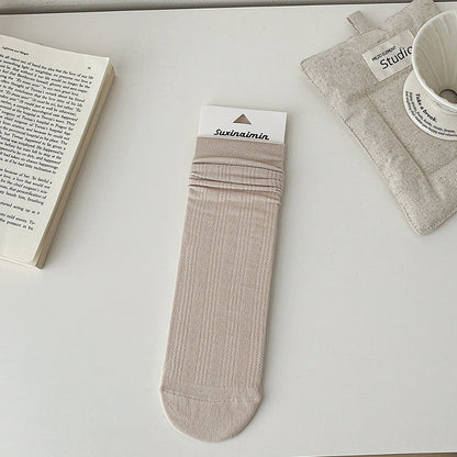 Solid Color Cotton Hollow Crew Maternity Socks
