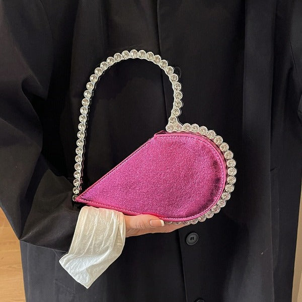 Love Shaped Rhinestone Elegant Party Handbag