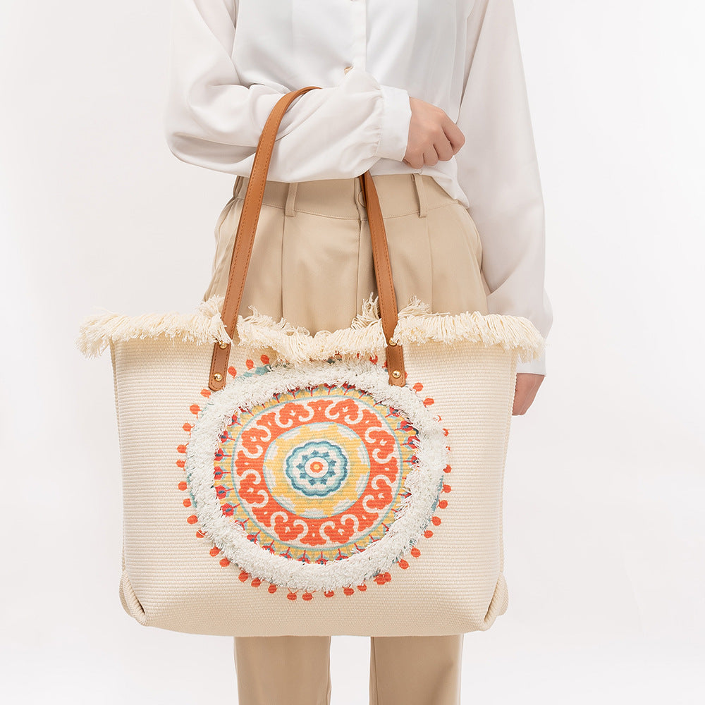 Tassel Print Tote Handbags