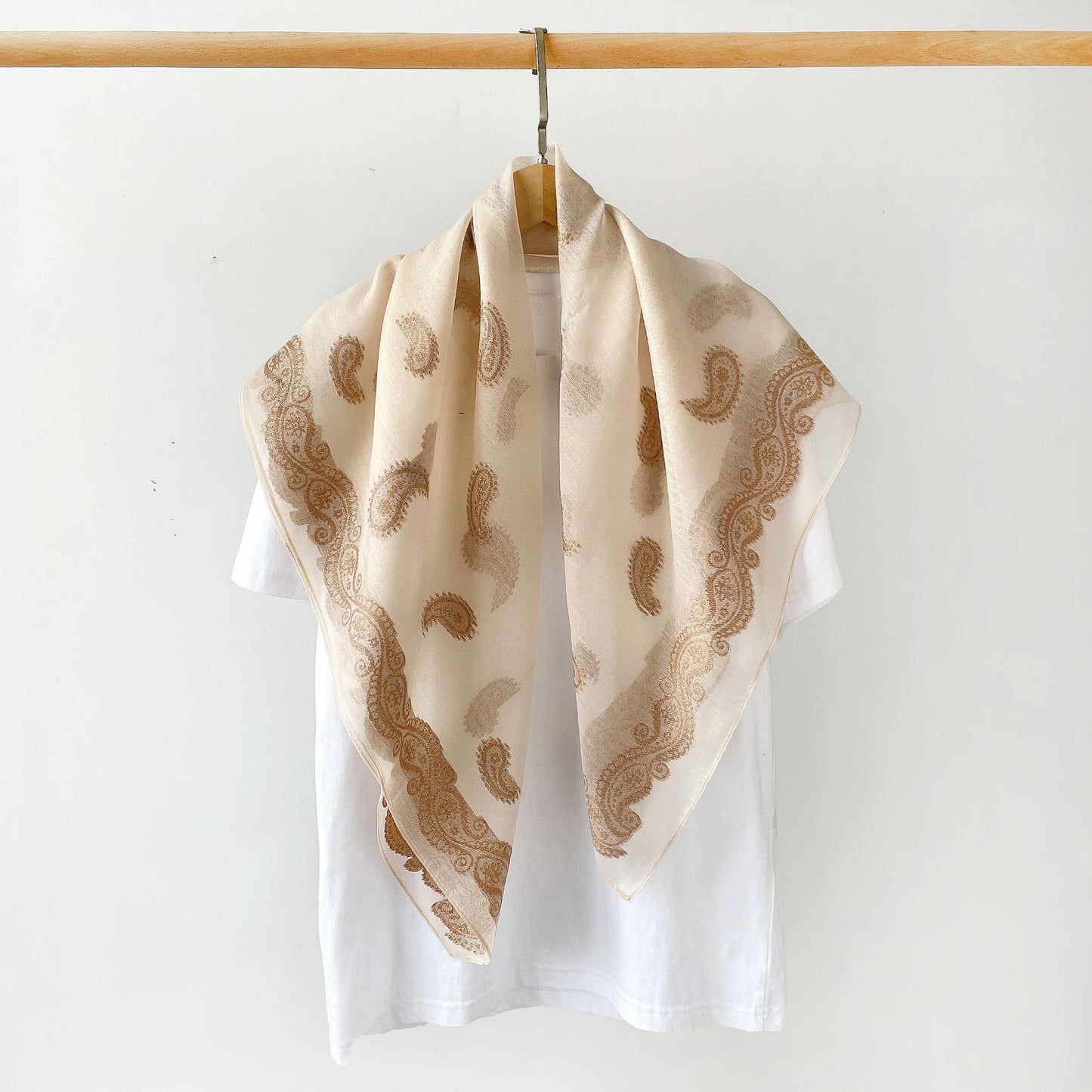 Vintage Burnout Paisley Square Satin Scarf