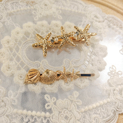 Trendy Pearl Starfish Rhinestone Hair Claw