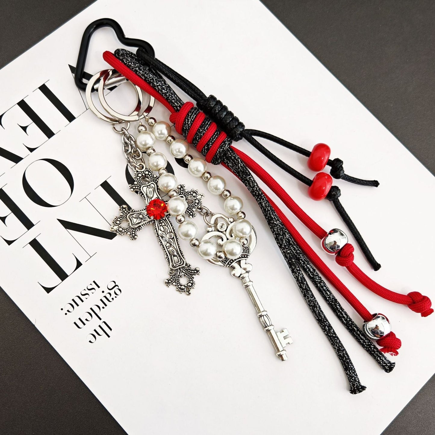 Simple Bow Beaded Braided Keychain Bag Charm