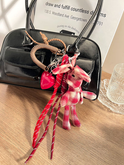 Red Plaid Rabbit Love Bag CHarms