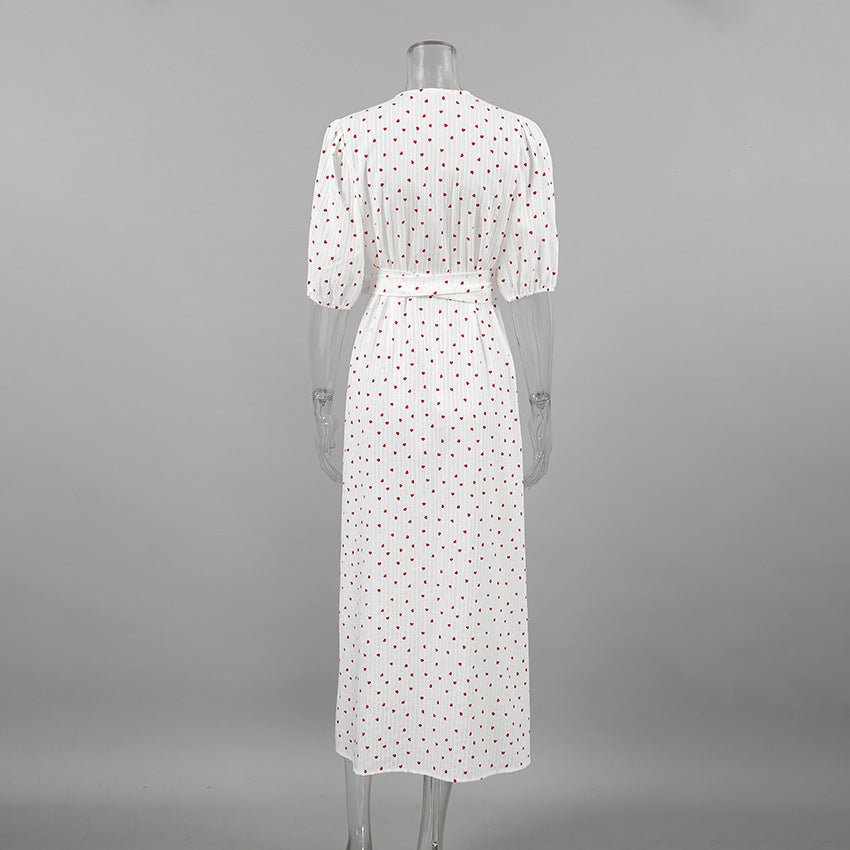 Bubble Sleeve Waist Tie Homewear Dress