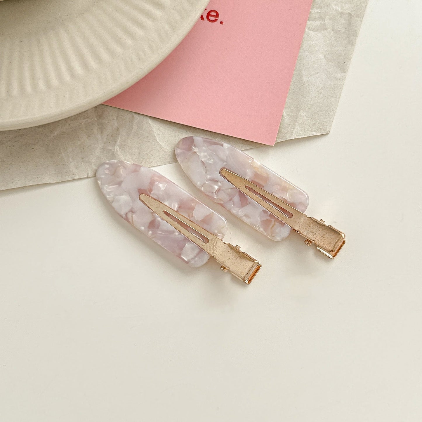 2+ 2Pcs Simple Sweet Pink Hair Clips
