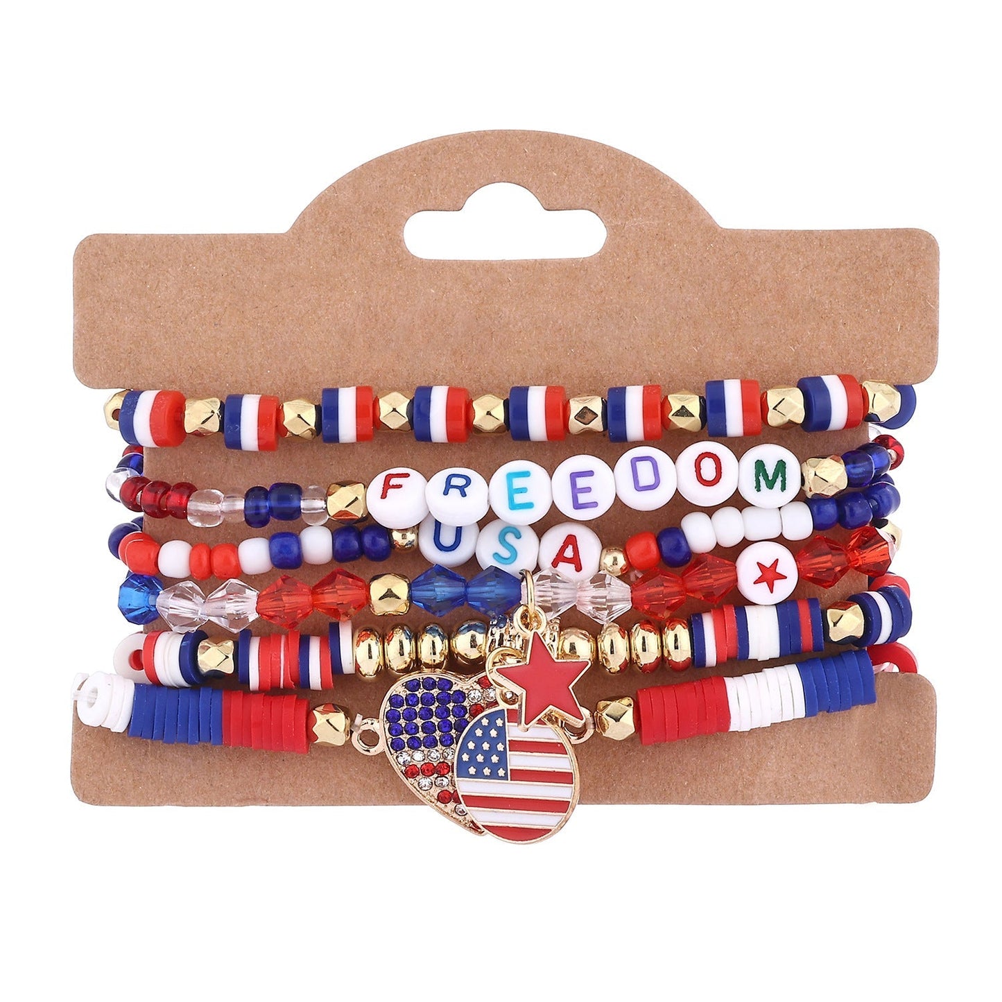 American Flag Multi-Layered Beaded Bracelet