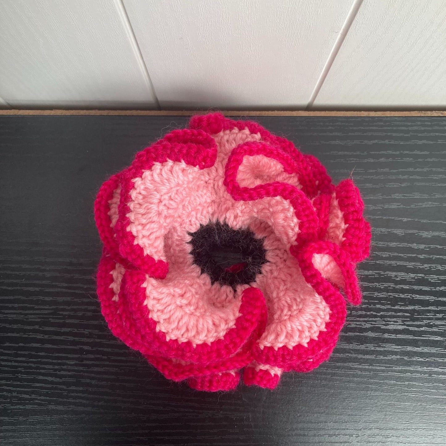 Color Contrast Ruffled Handmade Crochet Scrunchies