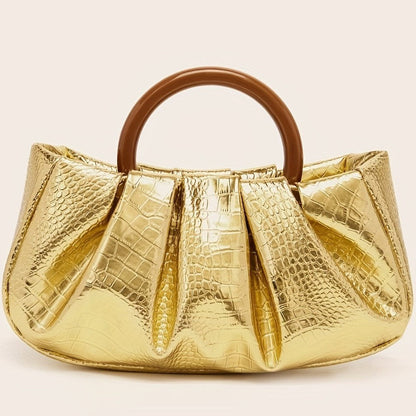 Stylish Ruched Cloud Round Handle Evening Handbag